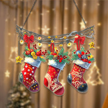 Load image into Gallery viewer, Acrylic Christmas Socks Diamond Painting Hanging Pendant for Garden Window Decor
