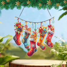 Load image into Gallery viewer, Acrylic Christmas Socks Diamond Painting Hanging Pendant for Garden Window Decor
