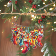 Load image into Gallery viewer, Acrylic Christmas Socks Diamond Painting Hanging Pendant for Garden Window Decor
