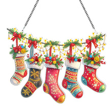 Load image into Gallery viewer, Acrylic Christmas Socks Diamond Painting Hanging Pendant for Garden Window Decor

