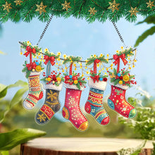 Load image into Gallery viewer, Acrylic Christmas Socks Diamond Painting Hanging Pendant for Garden Window Decor
