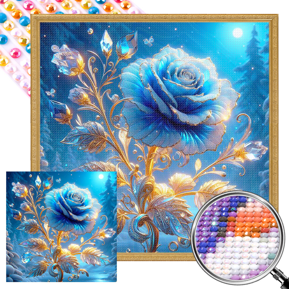 AB Diamond Painting - Full Round - Blue Roses at Night (40*40CM)