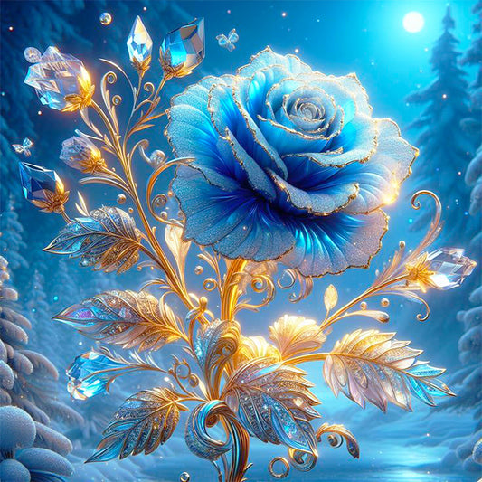 AB Diamond Painting - Full Round - Blue Roses at Night (40*40CM)