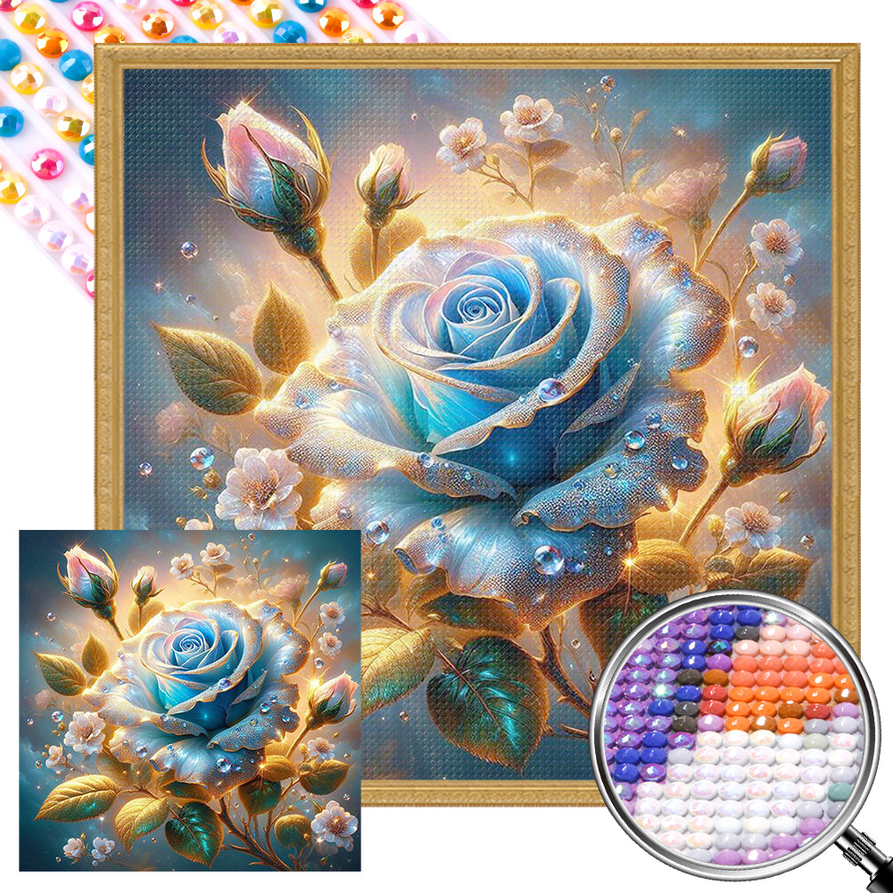 AB Diamond Painting - Full Round - Beautiful Blue Roses (40*40CM)