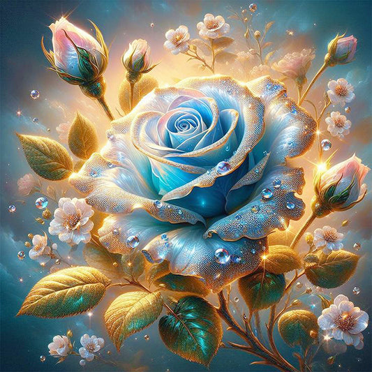 AB Diamond Painting - Full Round - Beautiful Blue Roses (40*40CM)