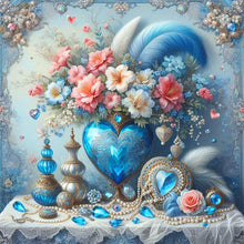 Load image into Gallery viewer, AB Diamond Painting - Full Round - Blue Still Life with Flowers (40*40CM)
