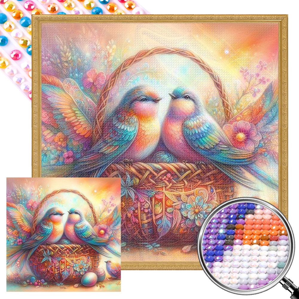 AB Diamond Painting - Full Round - Flower Baskets and Birds (40*40CM)