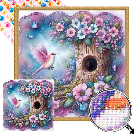 AB Diamond Painting - Full Round - Birds and Flowers (40*40CM)