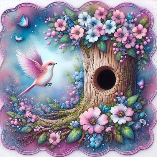 AB Diamond Painting - Full Round - Birds and Flowers (40*40CM)