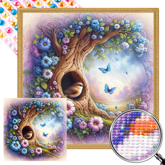 AB Diamond Painting - Full Round - Birds and Flowers (40*40CM)