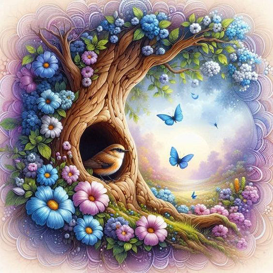 AB Diamond Painting - Full Round - Birds and Flowers (40*40CM)