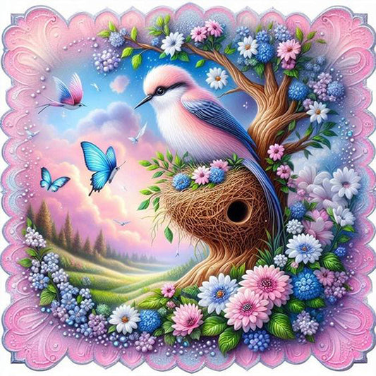 AB Diamond Painting - Full Round - Birds and Flowers (40*40CM)