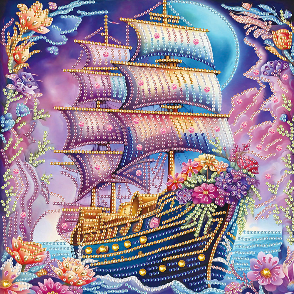 Diamond Painting - Partial Special Shaped - Framed Sailboat (30*30CM)