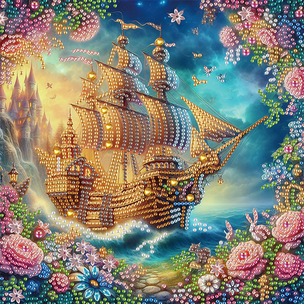 Diamond Painting - Partial Special Shaped - Framed Sailboat (30*30CM)