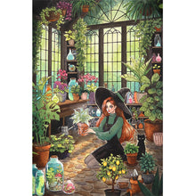 Load image into Gallery viewer, Diamond Painting - Full Round - Girl and black cat in the botanical garden (40*60CM)

