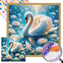 Load image into Gallery viewer, AB Diamond Painting - Full Round - White swan in lotus (40*40CM)
