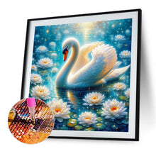 Load image into Gallery viewer, AB Diamond Painting - Full Round - White swan in lotus (40*40CM)
