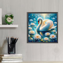 Load image into Gallery viewer, AB Diamond Painting - Full Round - White swan in lotus (40*40CM)
