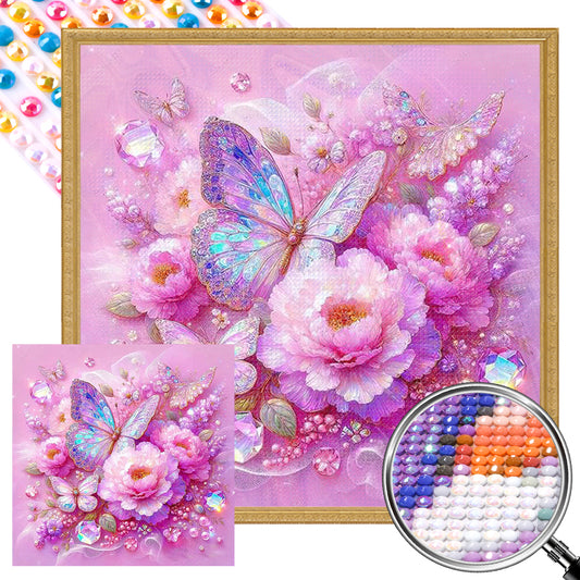 AB Diamond Painting - Full Round - Peony butterfly (40*40CM)
