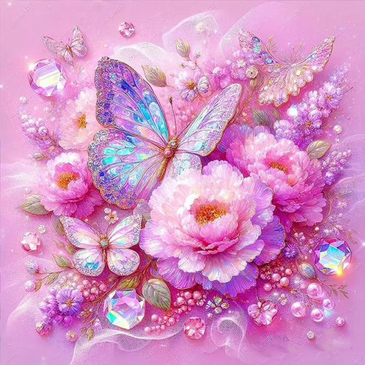 AB Diamond Painting - Full Round - Peony butterfly (40*40CM)