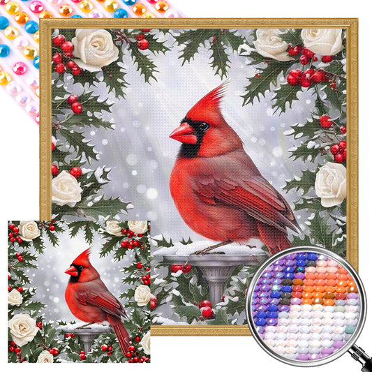 AB Diamond Painting - Full Round - Cardinal in wreath (40*40CM)