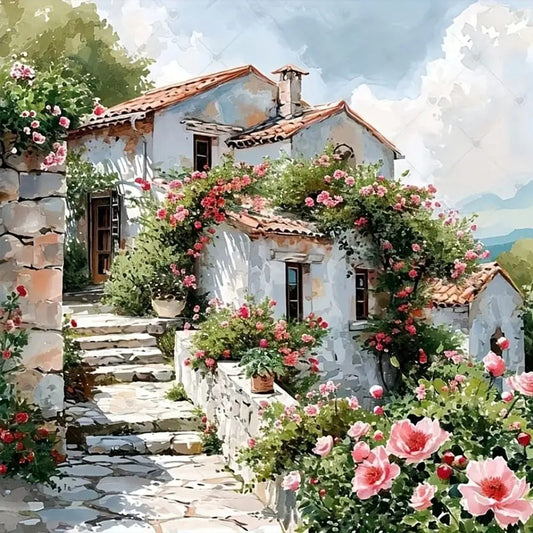 Diamond Painting - Full Round - House Full of Flowers (40*40CM)