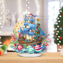 Load image into Gallery viewer, Acrylic Special Shape Christmas Sailboat Diamond Painting Tabletop Ornaments
