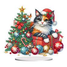 Load image into Gallery viewer, Acrylic Special Shape Christmas Cat Diamond Painting Tabletop Ornaments
