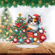 Load image into Gallery viewer, Acrylic Special Shape Christmas Cat Diamond Painting Tabletop Ornaments
