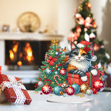 Load image into Gallery viewer, Acrylic Special Shape Christmas Cat Diamond Painting Tabletop Ornaments
