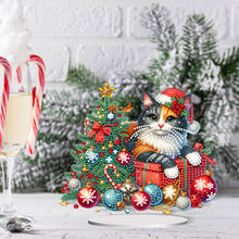 Load image into Gallery viewer, Acrylic Special Shape Christmas Cat Diamond Painting Tabletop Ornaments
