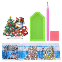 Load image into Gallery viewer, Acrylic Special Shape Christmas Cat Diamond Painting Tabletop Ornaments
