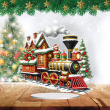 Load image into Gallery viewer, Acrylic Special Shape Christmas Train Diamond Painting Tabletop Ornaments
