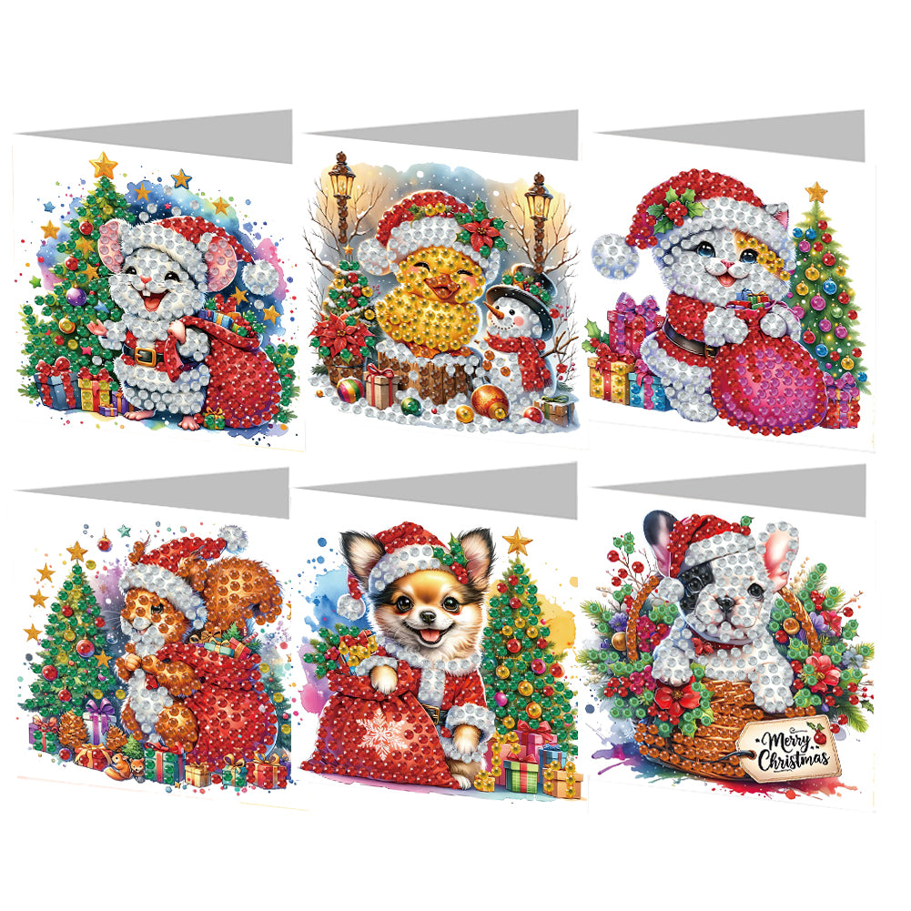 6Pcs Dogs DIY Diamond Painting Card Diamond Drawing Card Diamond Daily Wish Card