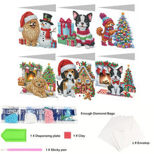 Load image into Gallery viewer, 6Pcs Dogs DIY Diamond Painting Card Diamond Drawing Card Diamond Daily Wish Card
