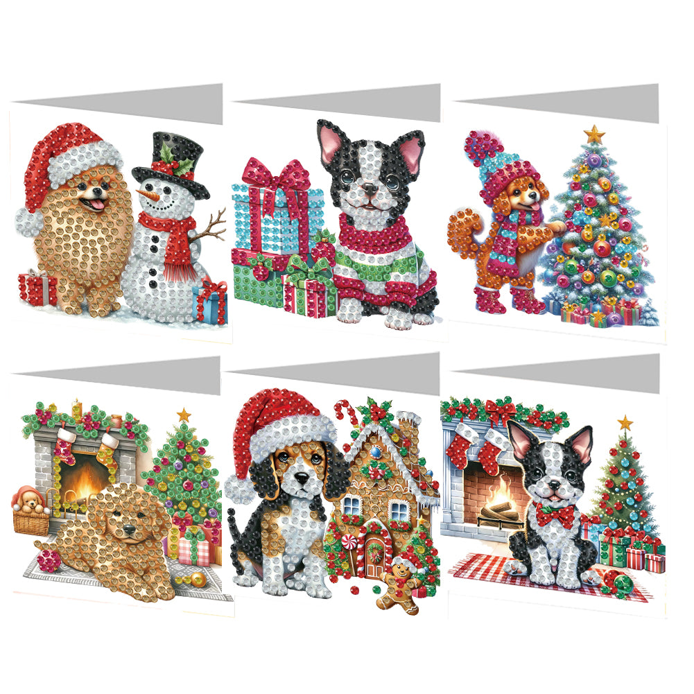 6Pcs Dogs DIY Diamond Painting Card Diamond Drawing Card Diamond Daily Wish Card