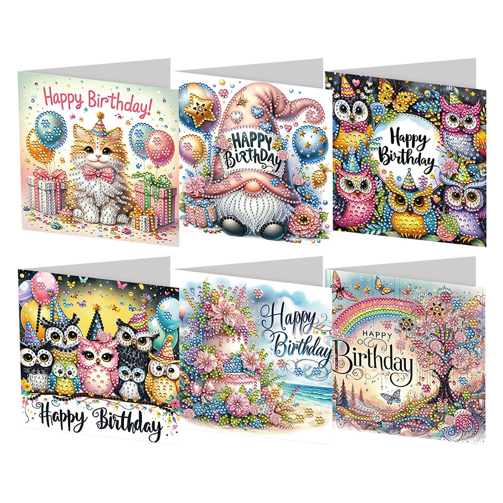 6Pcs Gnome Diamond Drawing Card Diamond Daily Wish Card for Holiday Party Favors