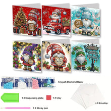 Load image into Gallery viewer, 6Pcs Gnome Diamond Drawing Card Diamond Daily Wish Card for Holiday Party Favors

