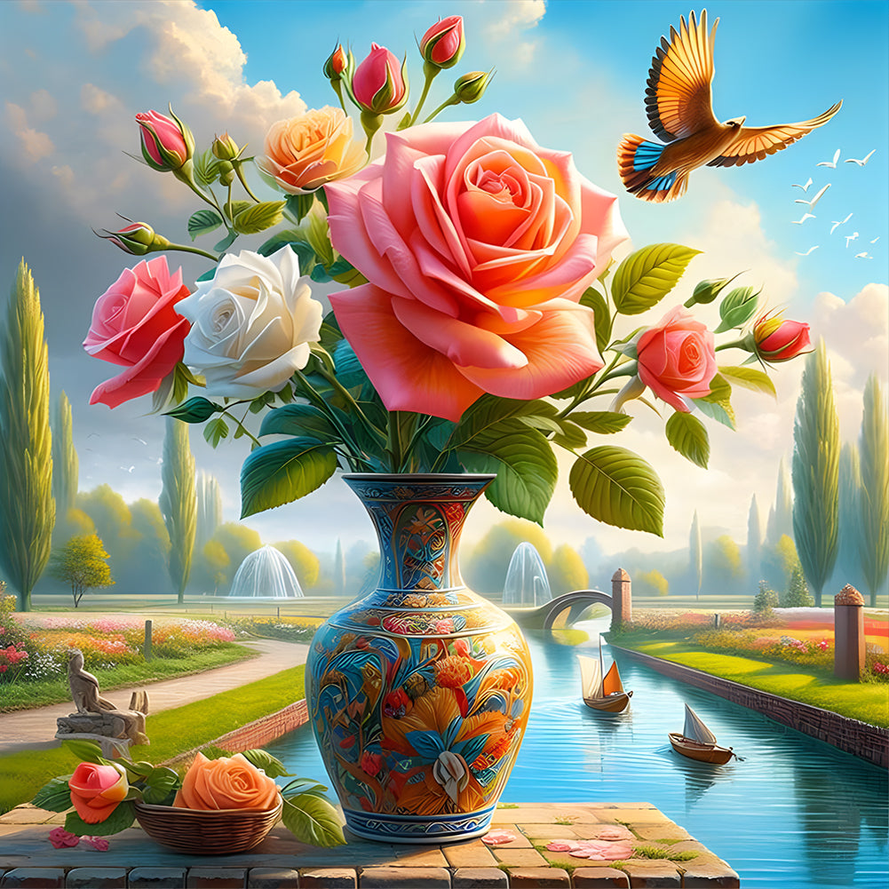Diamond Painting - Full Round - Vase bouquet (40*40CM)