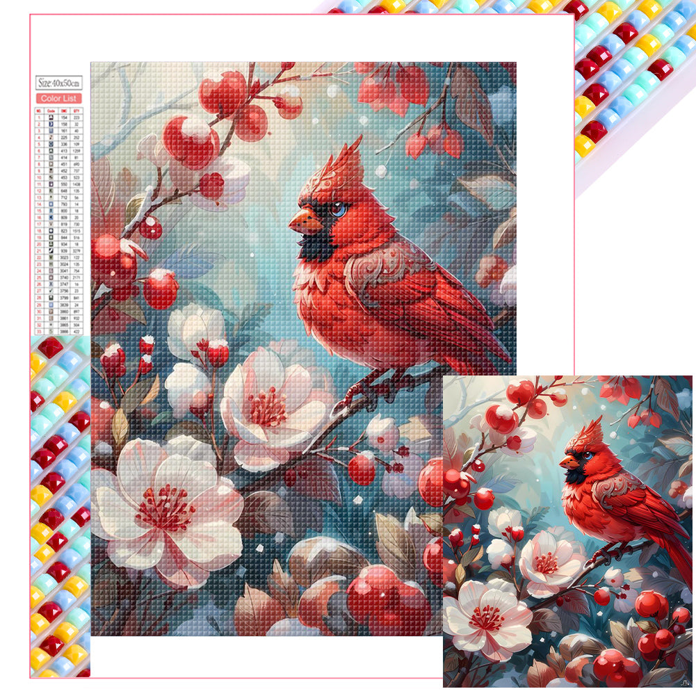 Diamond Painting - Full Square - Winter Red Fruit Bird (40*40CM)