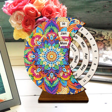 Load image into Gallery viewer, Wooden Special Shaped DIY Diamond Painting Moon Perpetual Calendar for Beginners
