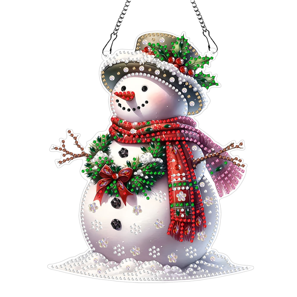 Acrylic Special Shaped Christmas Snowman 5D DIY Diamond Art Hanging Decorations