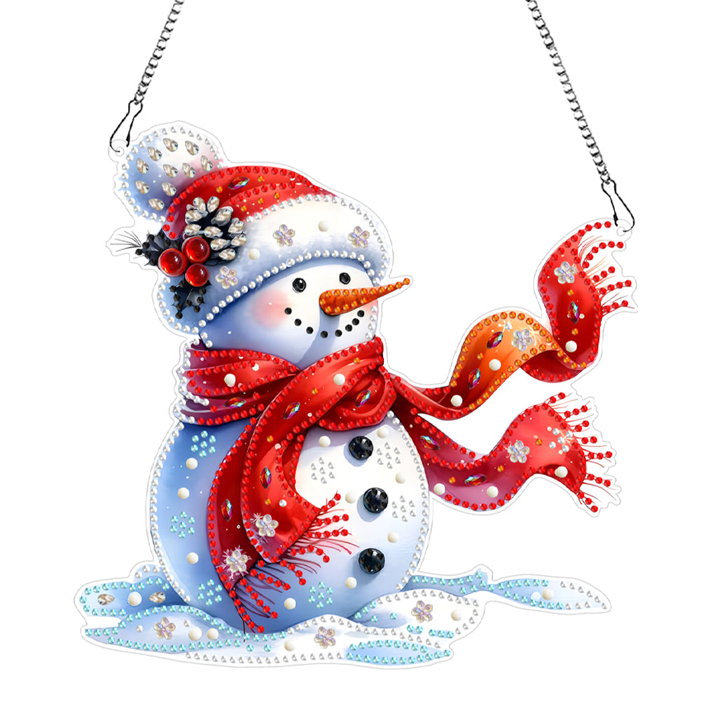 Acrylic Special Shaped Christmas Snowman 5D DIY Diamond Art Hanging Decorations