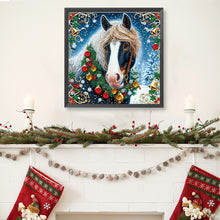 Load image into Gallery viewer, Diamond Painting - Partial Special Shaped - Christmas horse (40*40CM)
