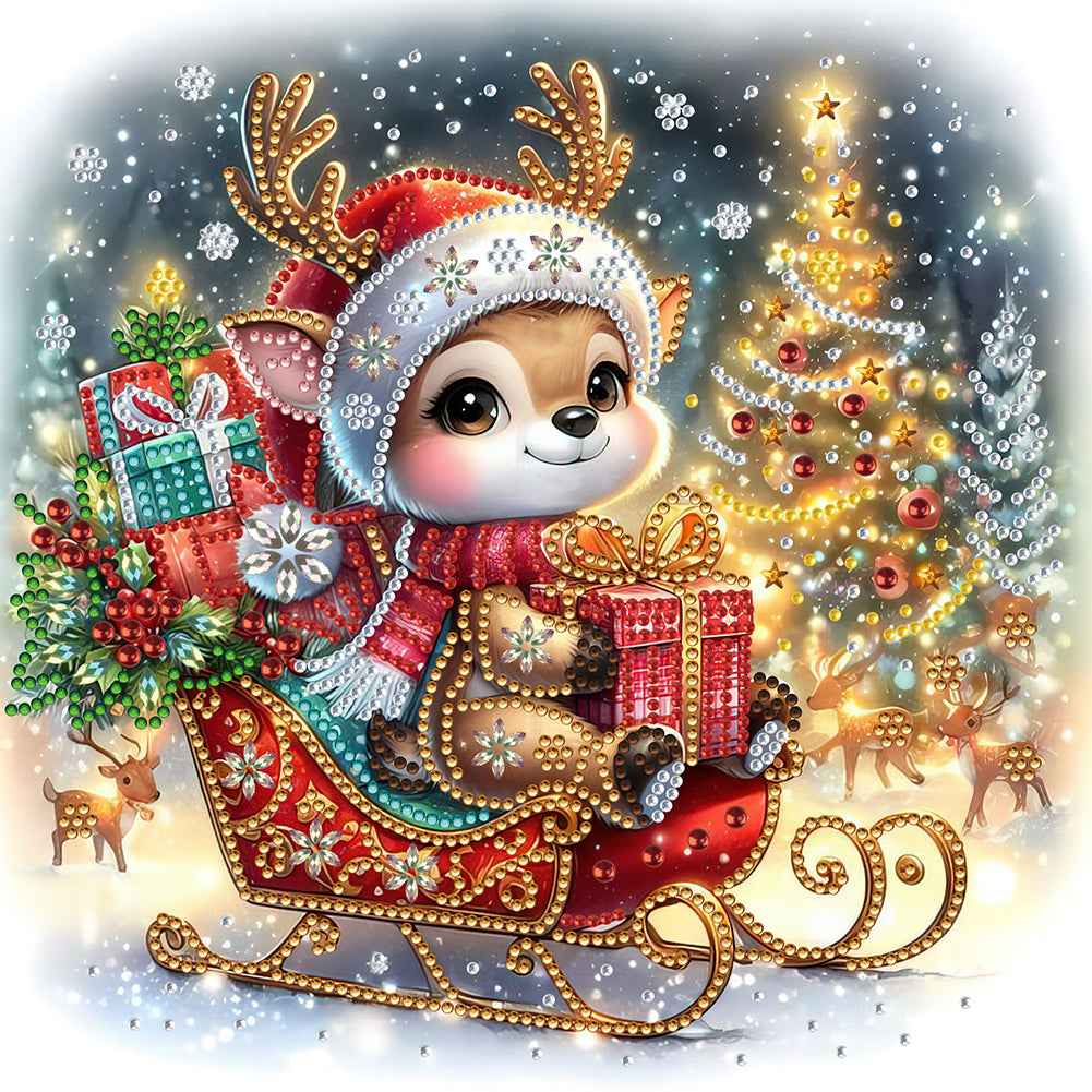 Diamond Painting - Partial Special Shaped - Christmas deer (30*30CM)
