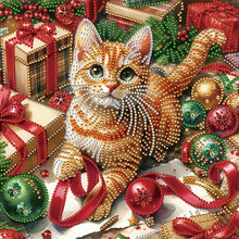 Load image into Gallery viewer, Diamond Painting - Partial Special Shaped - Christmas kitten (30*30CM)
