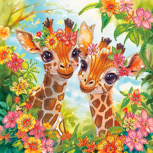 Load image into Gallery viewer, Diamond Painting - Partial Special Shaped - Funny giraffe (30*30CM)
