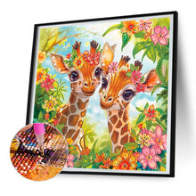 Load image into Gallery viewer, Diamond Painting - Partial Special Shaped - Funny giraffe (30*30CM)
