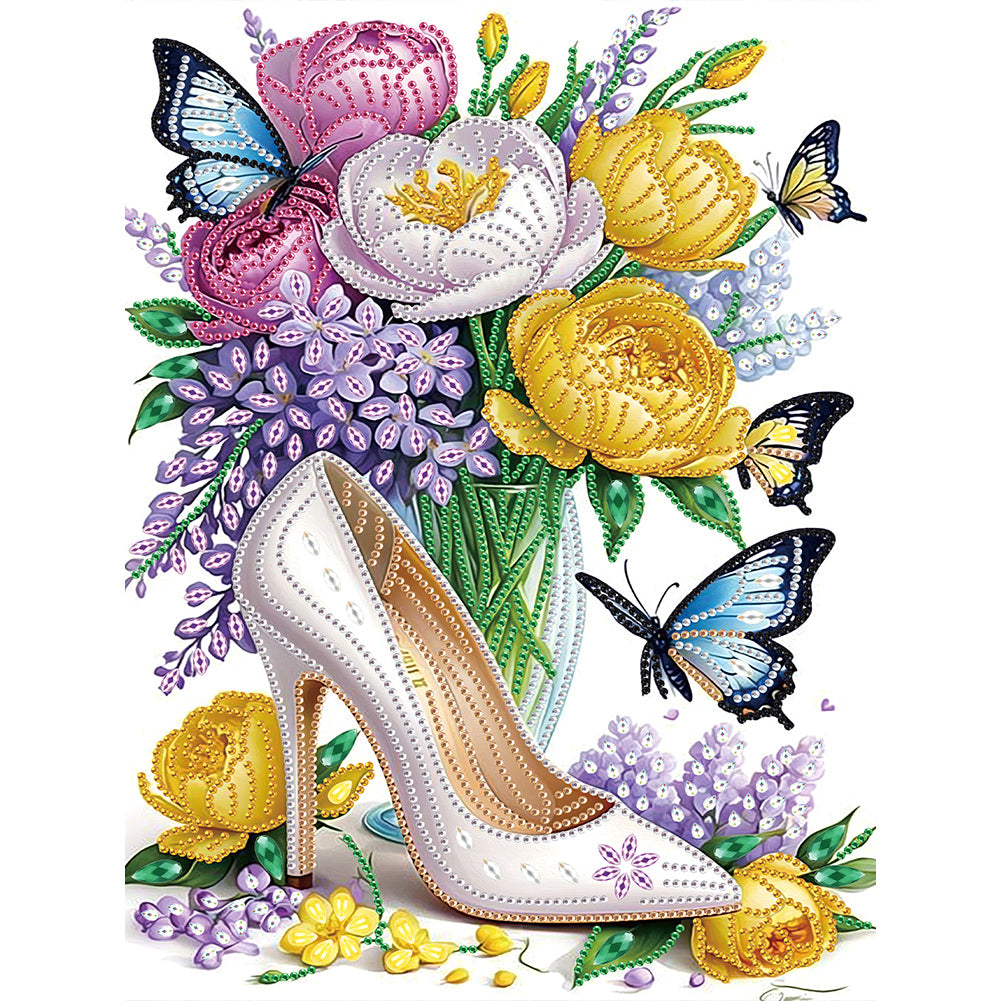 Diamond Painting - Partial Special Shaped - Flower high heels (30*40CM)