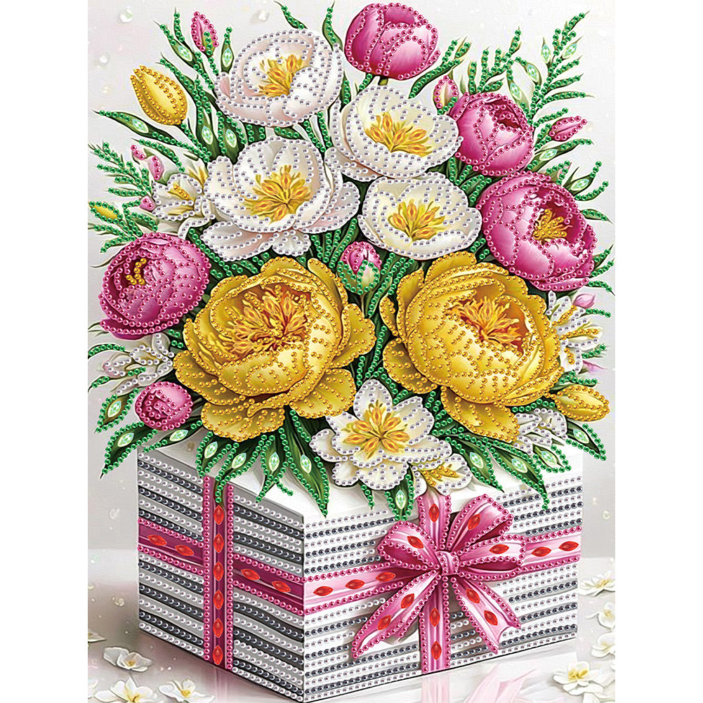 Diamond Painting - Partial Special Shaped - Flower gift box (30*40CM)